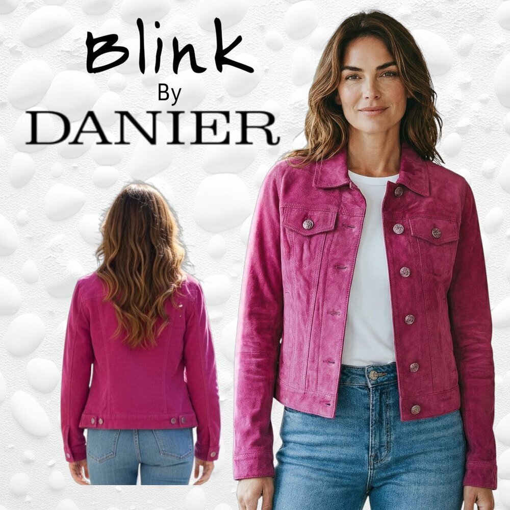 Blink by DANIER Pink Reptile-Texture Genuine Leather Jacket – S/M